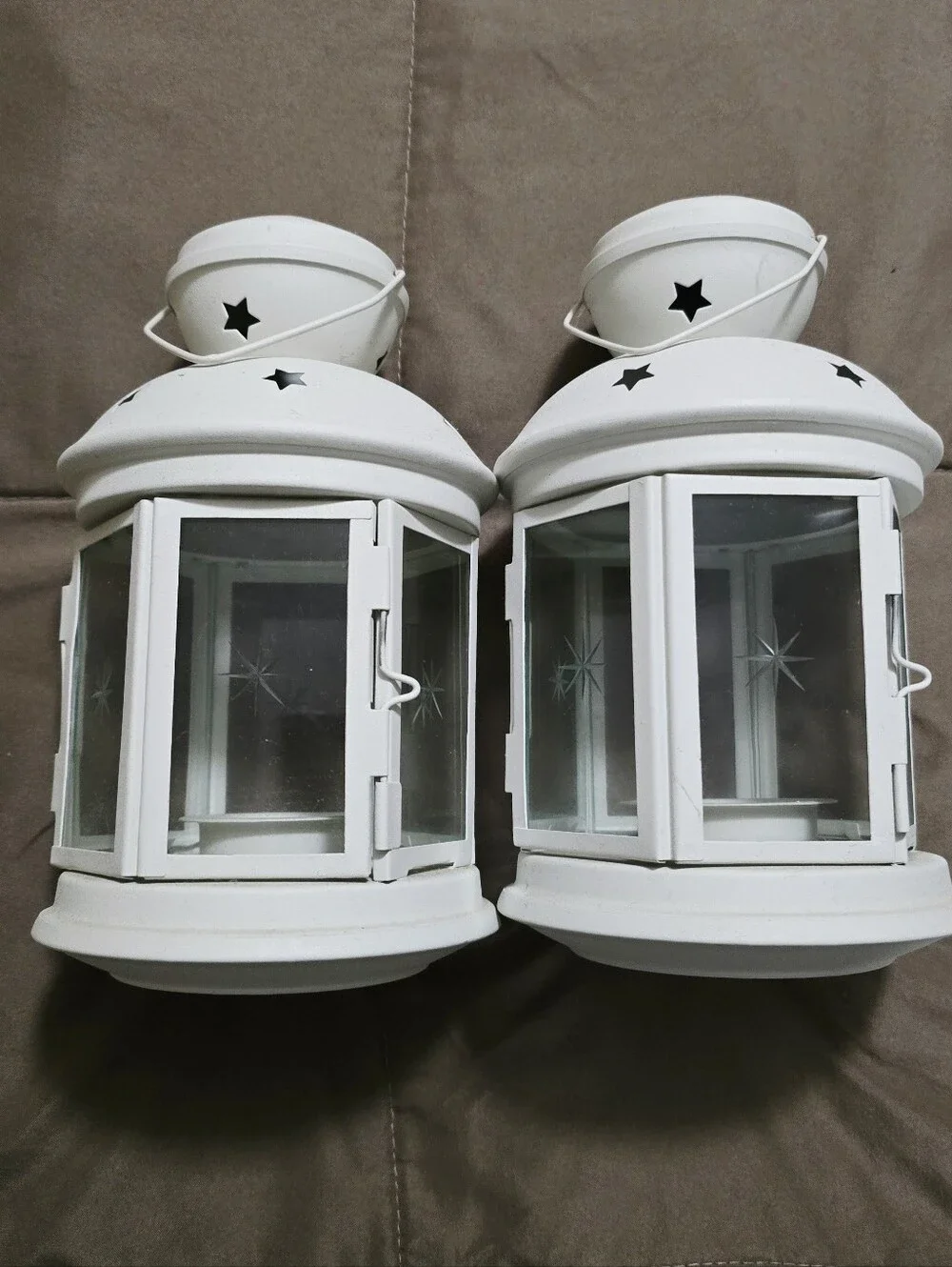 Ikea White Votive Candle Lanterns Stars Set of 2